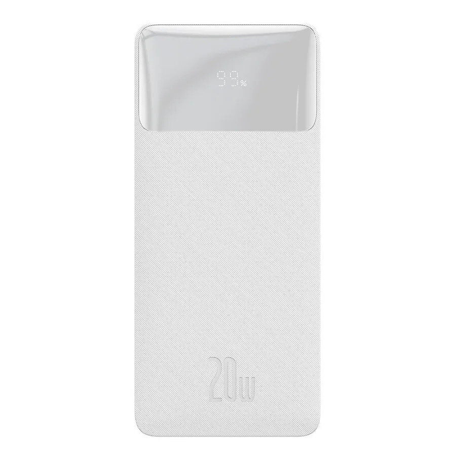 Портативный внешний аккумулятор, павербанк Baseus Bipow Digital Display Power Bank 10000mAh 20W White
