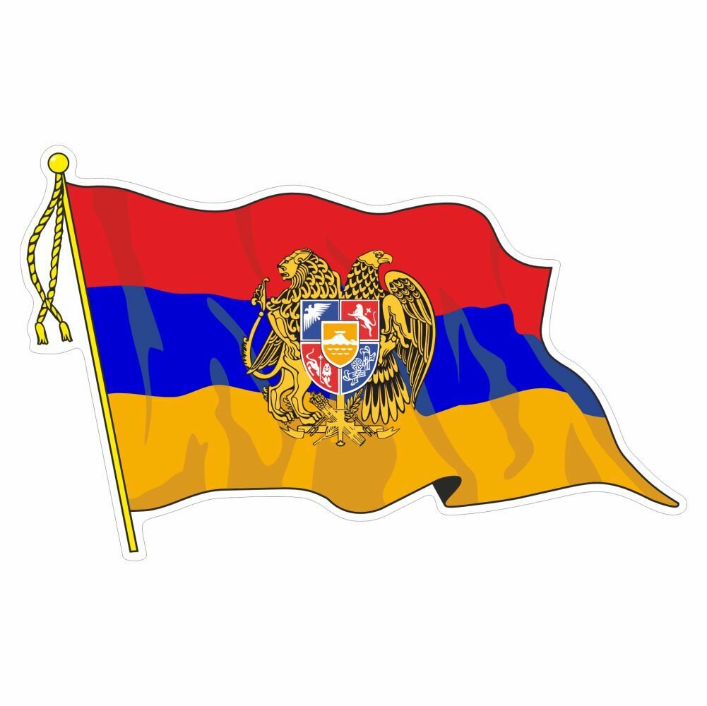 Наклейка "Флаг Армении"(с кисточкой), малый, 160х110мм, Арт рэйсинг