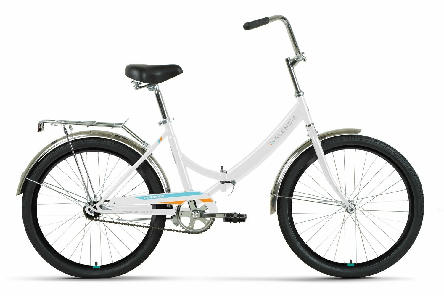 Складной велосипед Forward Valencia 24 1.0, год 2022, цвет Белый-Оранжевый, ростовка 16
