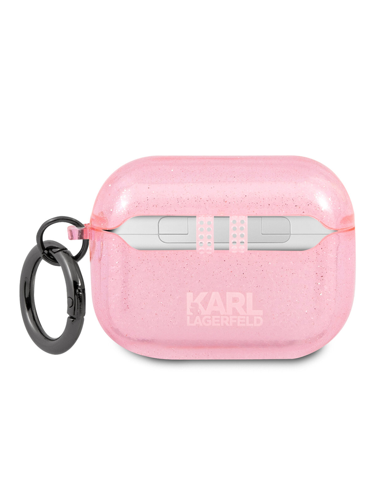 Lagerfeld для Airpods Pro чехол TPU Glitters with ring Choupette Transp Pink