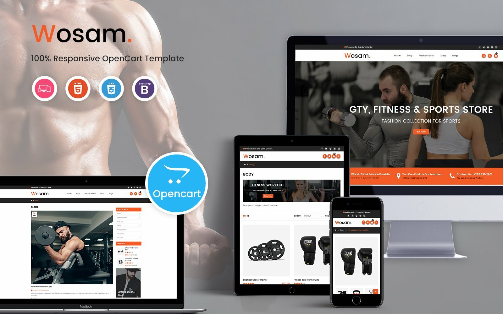 Шаблон OpenCart Wosam - Fitness & Sports Шаблон OpenCart