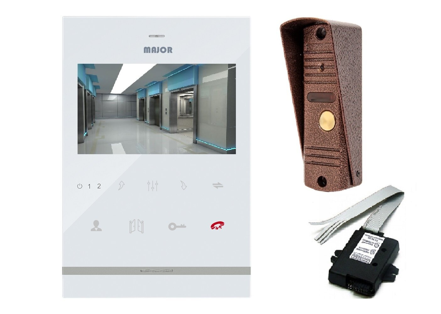 Комплект видеодомофона SOLO 4.3" с вызывной панелью и координатным блоком сопряжения для подключения к подъездному домофону VIZIT, CYFRAL, ELTIS