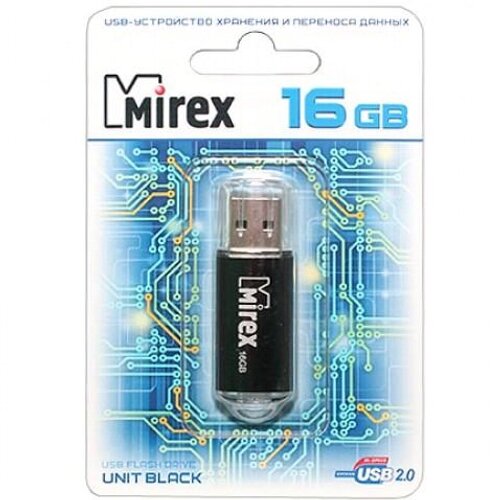 Флешка Mirex Unit black 16 Гб usb 2.0 Flash Drive - чёрный