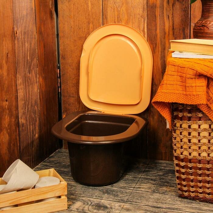 Ведро-туалет, 11 л, коричневый - фотография № 2