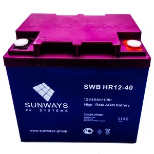 Аккумулятор тяговый Sunways HR 12-40 (12В 40 Ач) AGM