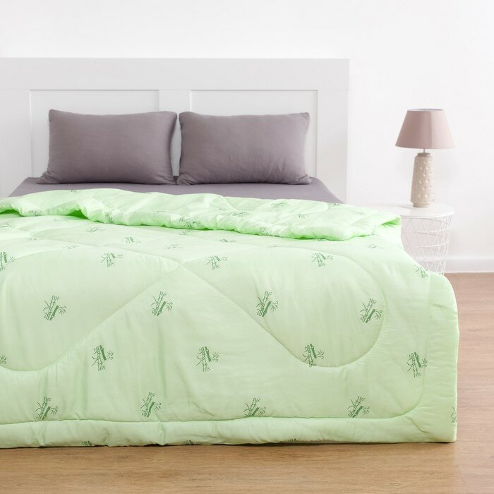 Одеяло Бамбук 220х205 см, полиэфирное волокно 200 гр/м, пэ 100% - фотография № 1