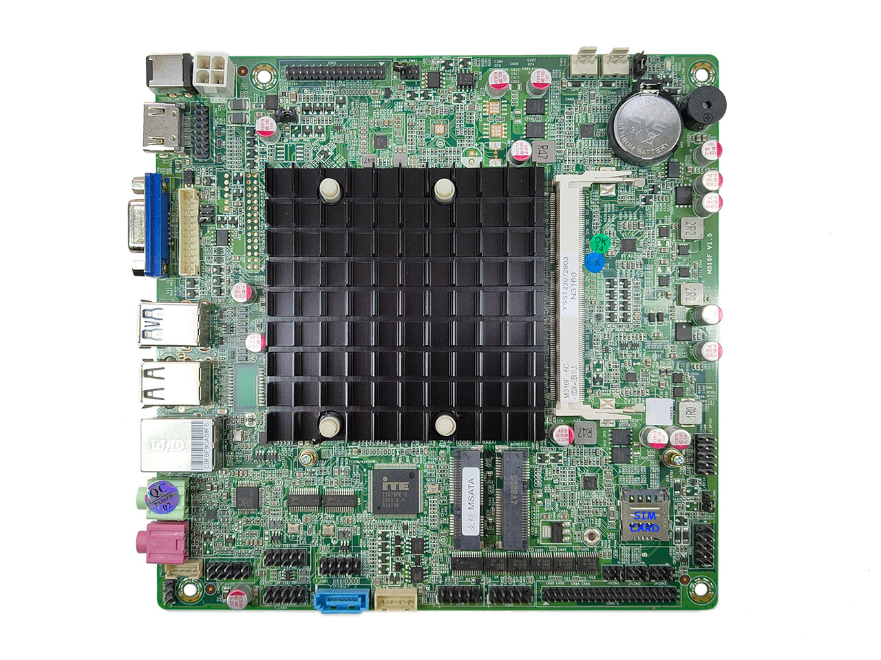 Материнские платы ELSKY ITX-M316F-6C FANLESS (N3160 QC 1DDR3L SODIMM 6xCOM 8xUSB DCin12V)
