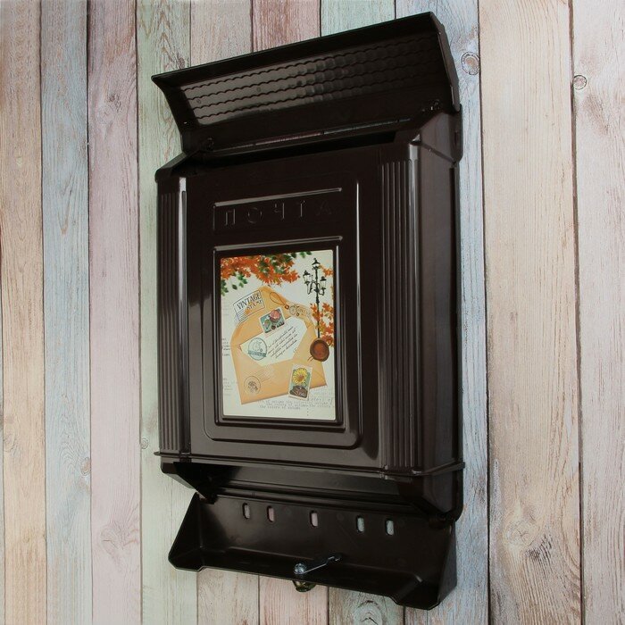 Альтернатива Ящик почтовый, пластиковый, «Декор», с замком, коричневый - фотография № 3