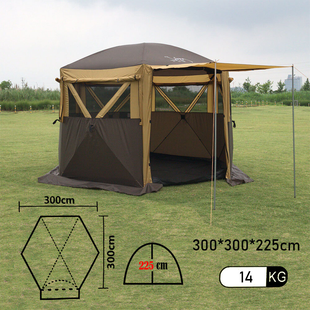 Шестиугольный тент шатер с полом Mircamping 2905S беседка для мероприятий туризма пикника и кемпинга - фотография № 1