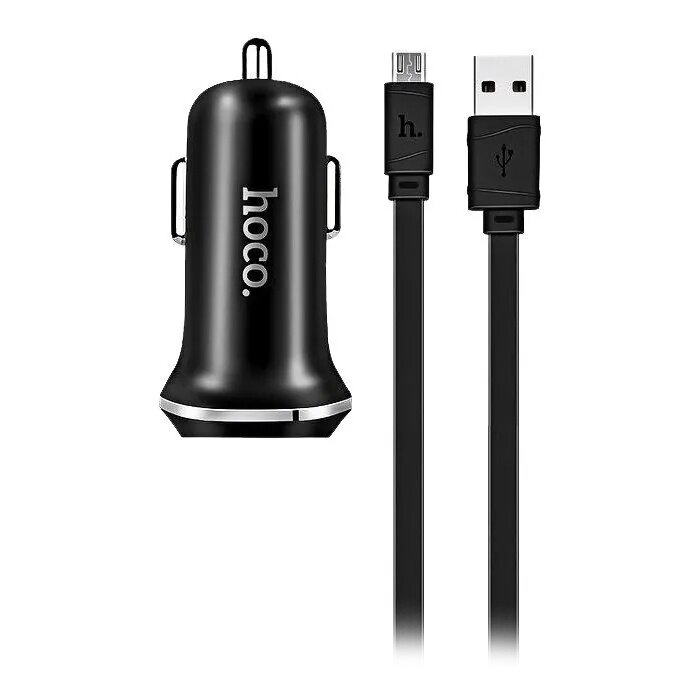 Автомобильное зарядное устройство Hoco Z1i АЗУ 2USB 2.1A для Lightning 8-pin Черный (iPhone)