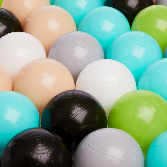 Набор шаров 150 шт, цвета: бирюзовый, серый, белый, чёрный, салатовый, бежевый, диаметр шара — 7,5 см - фотография № 2