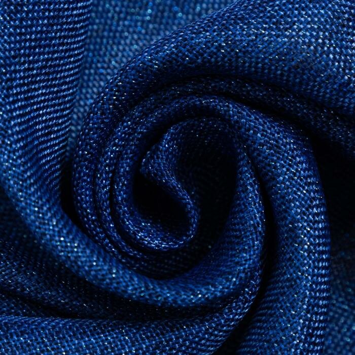 Штора портьерная Этель "Блеск" цв.синий на люверсах 260х250 см,100% п/э - фотография № 4
