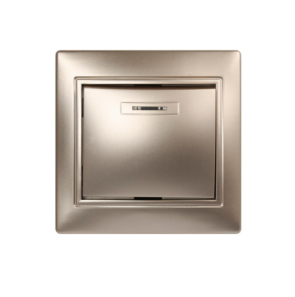 фото Выключатель 1-клавишный с индикатором 10А шампань, "Венера", SmartBuy