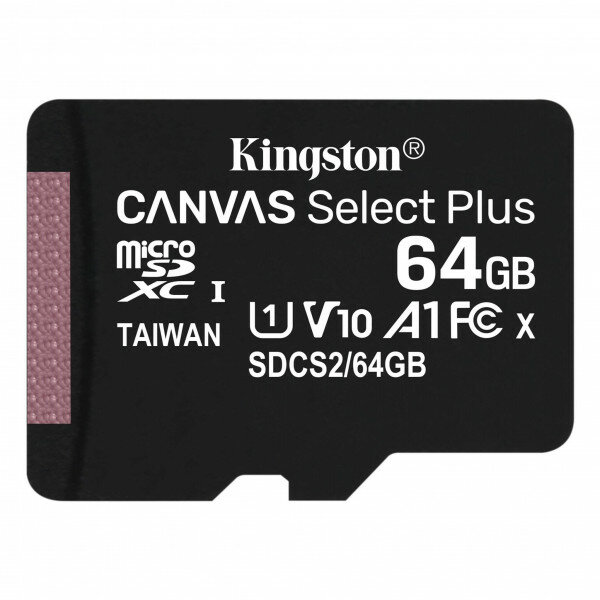 Карта памяти microSD 64GB Kingston microSDXC Class 10 UHS-I U1 Canvas Select Plus (SD адаптер) SDCS2/64GB