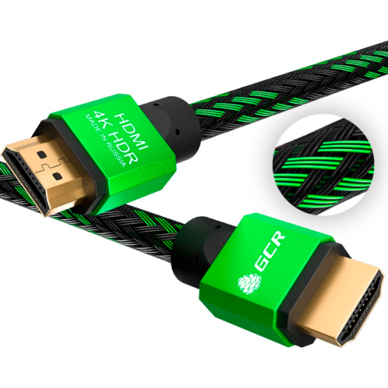 Кабель HDMI GCR -52210 1.5m, чёрно-зелёный