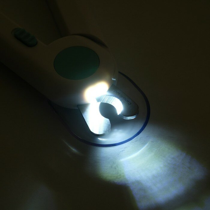 Когтерез для животных с LED фонарём и пилкой для ногтей, голубой - фотография № 2