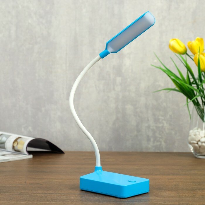 RISALUX Лампа настольная 79955/1 LED 2Вт USB батарейки 3АА синий 10х7х37 см RISALUX