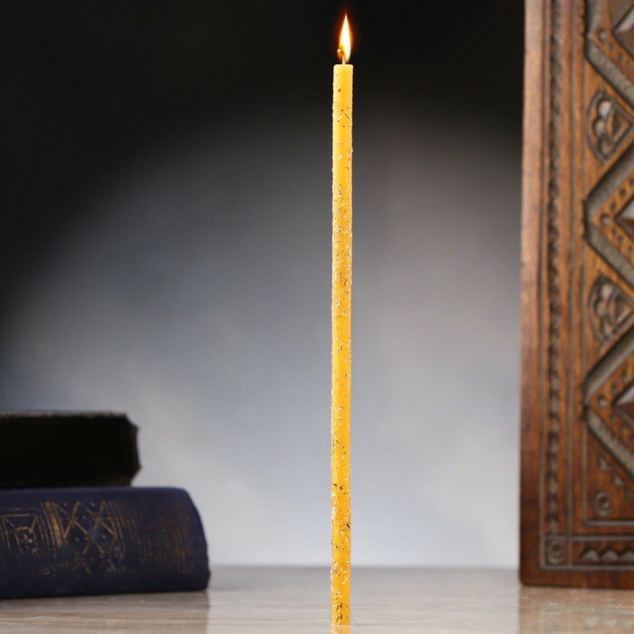 фото Свеча магическая восковая "Женская сила", с ромашкой, 16х0,6 см, желтый