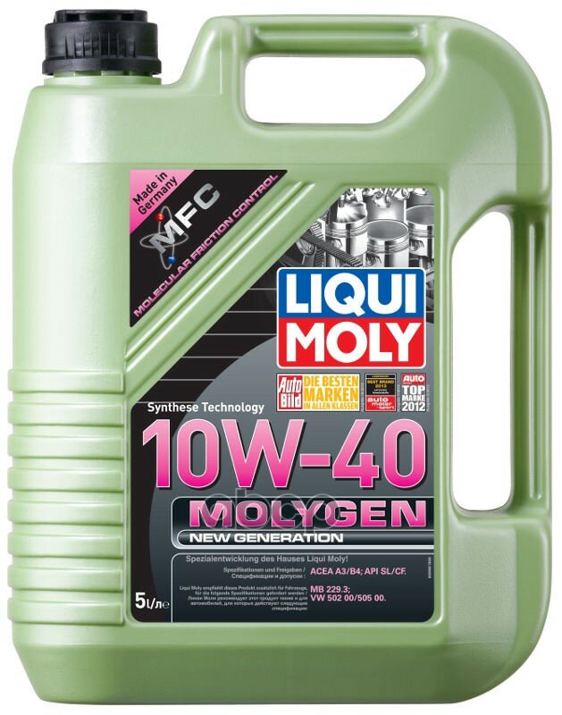 Liqui moly 10w-40 Sn/Сf Molygen New Generation 5л (Нс-Синт.Мотор.Масло)