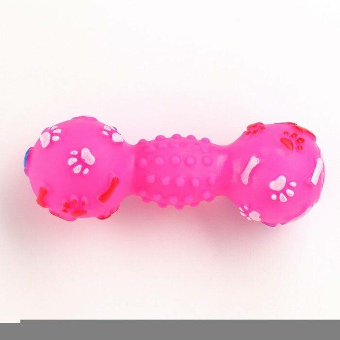 Игрушка пищащая Гантель с лапками для собак, 13 см, розовая, 1 шт. - фотография № 2
