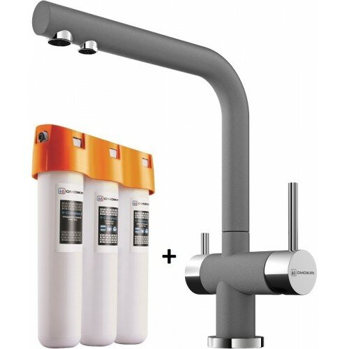 Смеситель Omoikiri Nagano PL Платина + Фильтр для воды Omoikiri Pure Drop Lite