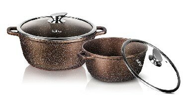 Набор из нержавеющей стали LARA LR02-111 Набор посуды RIO CHOCO 2 пр., (кастр. 3.1л + 5,0л) подарок LARA LR04-36 500мл 1209185