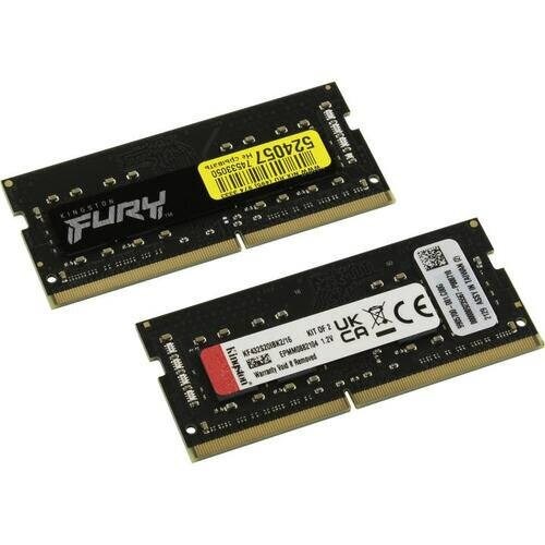 Оперативная память Kingston FURY Impact 16 ГБ (8 ГБ x 2 шт.) DDR4 3200 МГц SODIMM CL20 KF432S20IBK2/16
