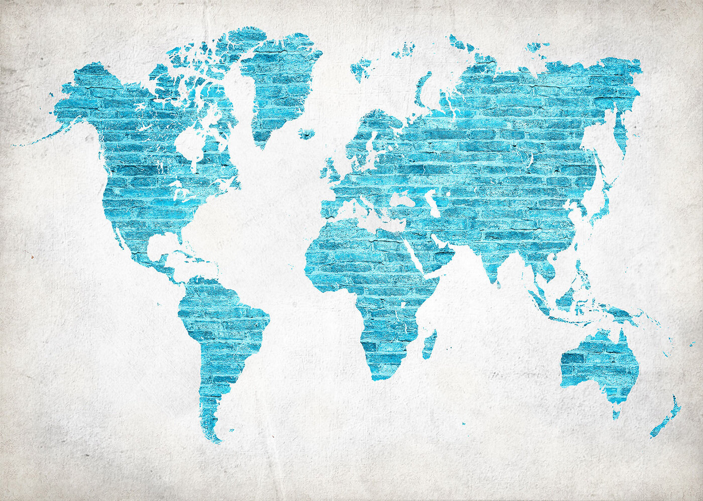 Моющиеся виниловые фотообои Карта. Материки из голубого кирпича, 211х150 см
