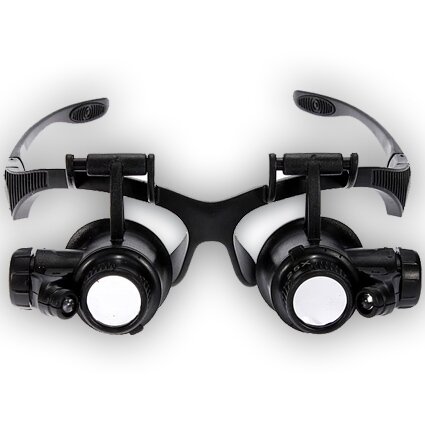 Лупа очки монтажные с подсветкой со сменными линзами 9892G