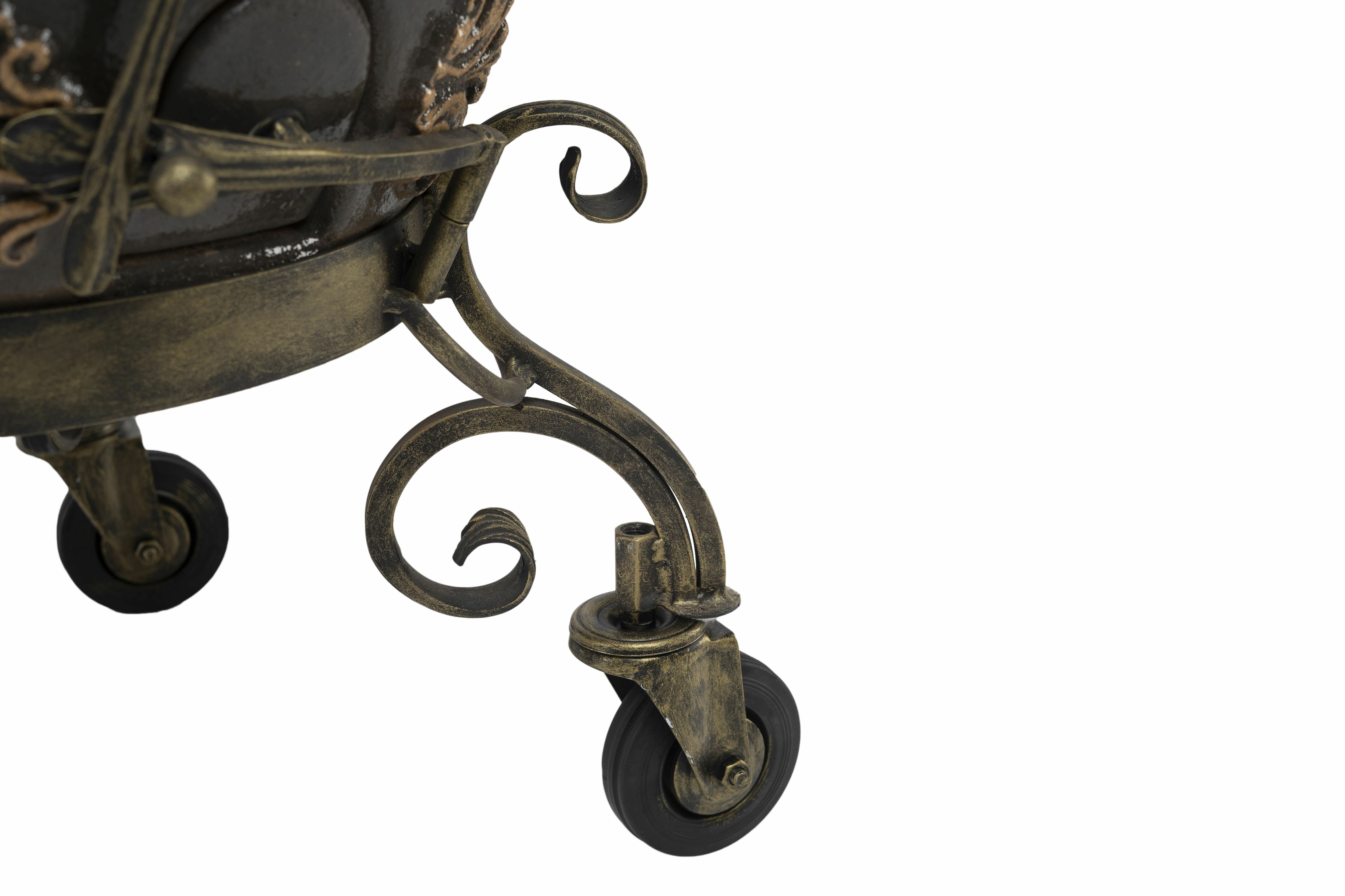 Набор с ЭкоТандыр Гранд на колесах с 2 металлическими столами и механизмом откидной крышки - черный (глянцевый) - фотография № 6