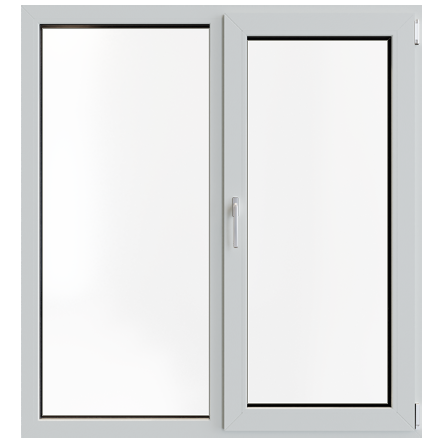 Окно пластиковое ПВХ WHS by VEKA 1000(ш)*1160(в)мм, двухстворчатое, левая глухая, правая поворотно-откидная, с однокамерным стеклопакетом