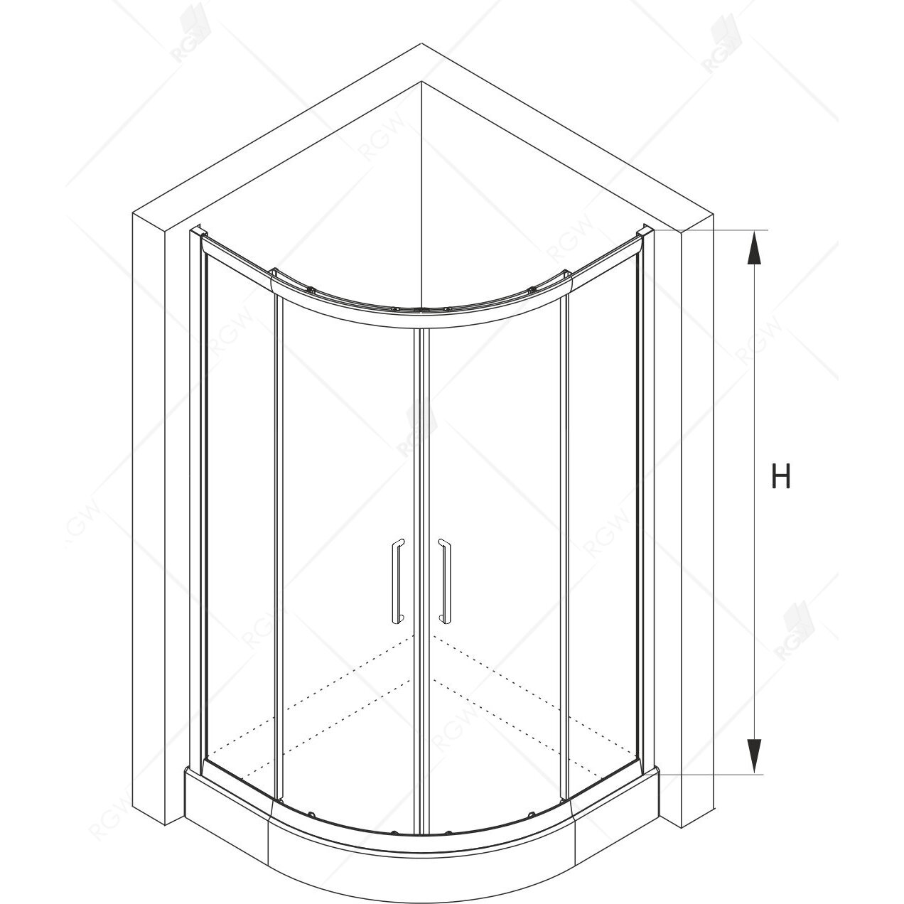 Душевой уголок RGW 100х100х185 см CL-54 Полукруг, Хром, Прозрачное, 5 мм (32095400-11) - фотография № 6