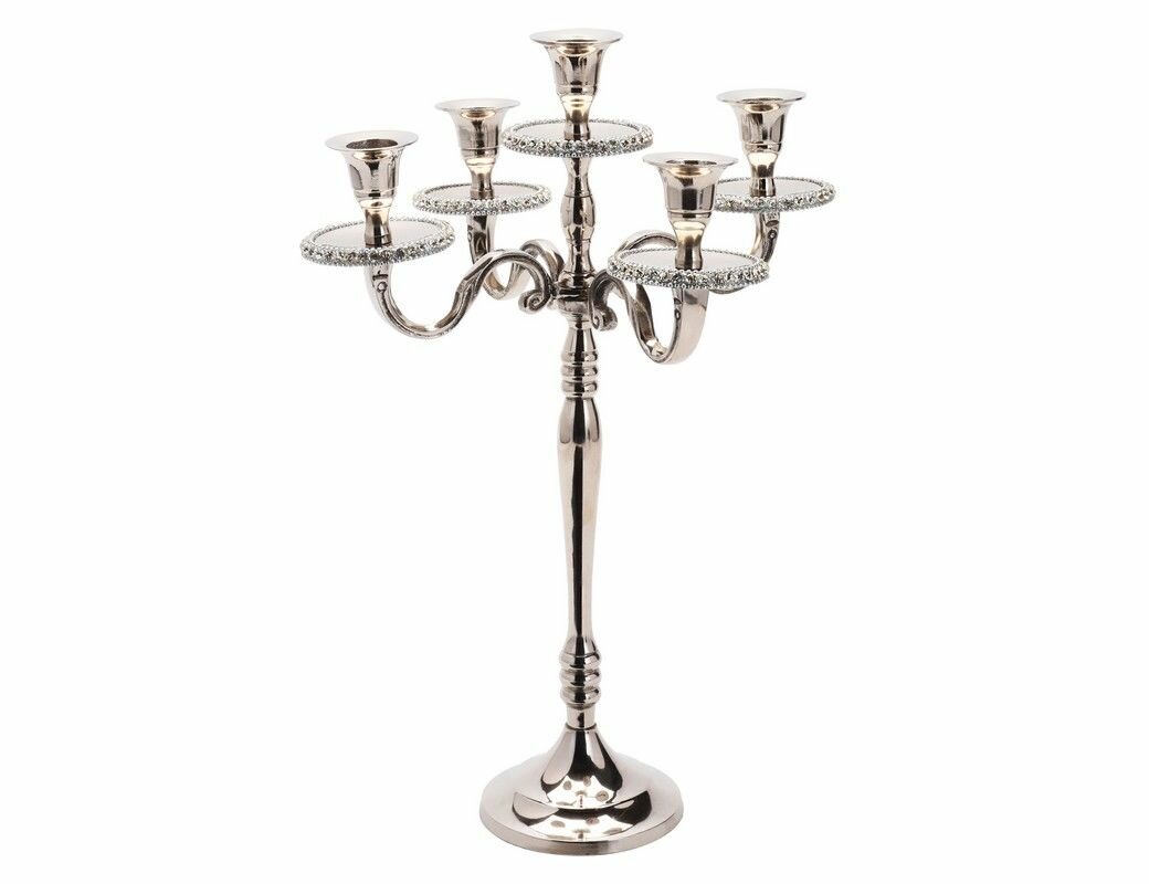 Канделябр "Алонзо", серебряный, на пять свечей, 41 см, Koopman International - фотография № 1