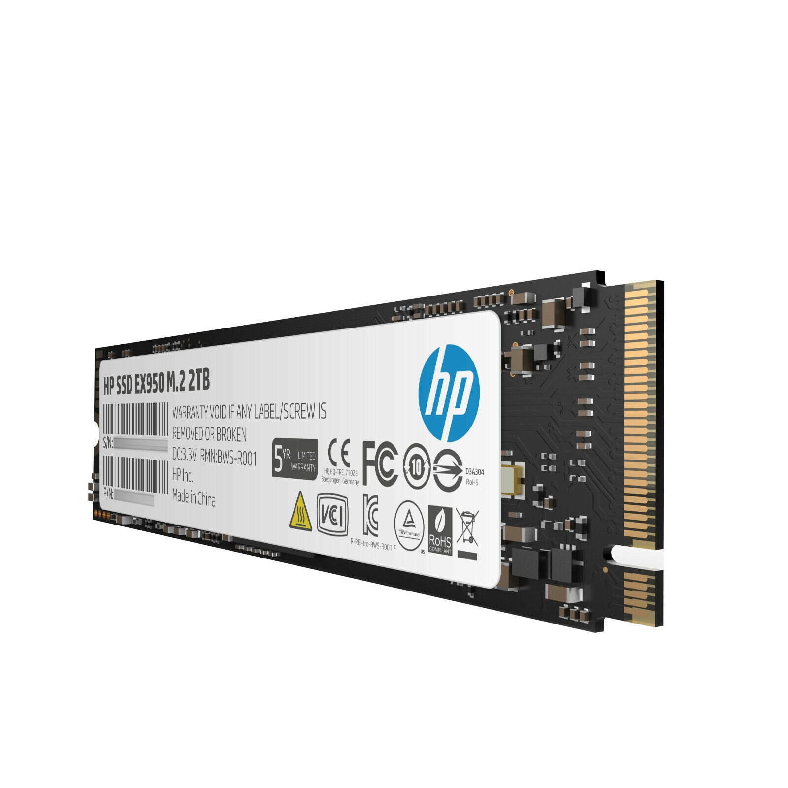 Накопитель SSD HP 5MS24AA EX950 /PCI-E 3.0 x4/2 TB /Скорость чтения 3400МБайт/с Скорость записи 2800МБайт/с