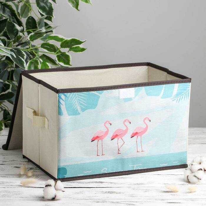 Короб стеллажный для хранения с крышкой «Фламинго», 38×25×24 см - фотография № 3