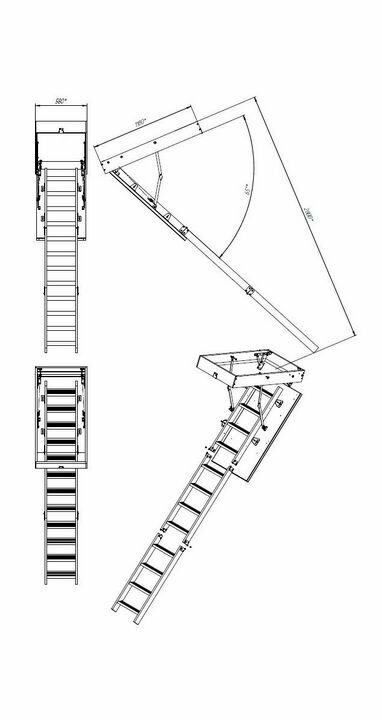 Комбинированная Чердачная Лестница Чл-04 70X120 - фотография № 3