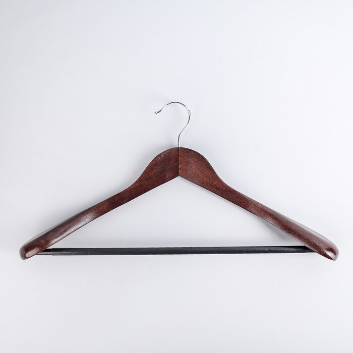 Доляна Вешалка-плечики для верхней одежды с перекладиной Доляна, размер 44-46, цвет тёмное дерево - фотография № 1