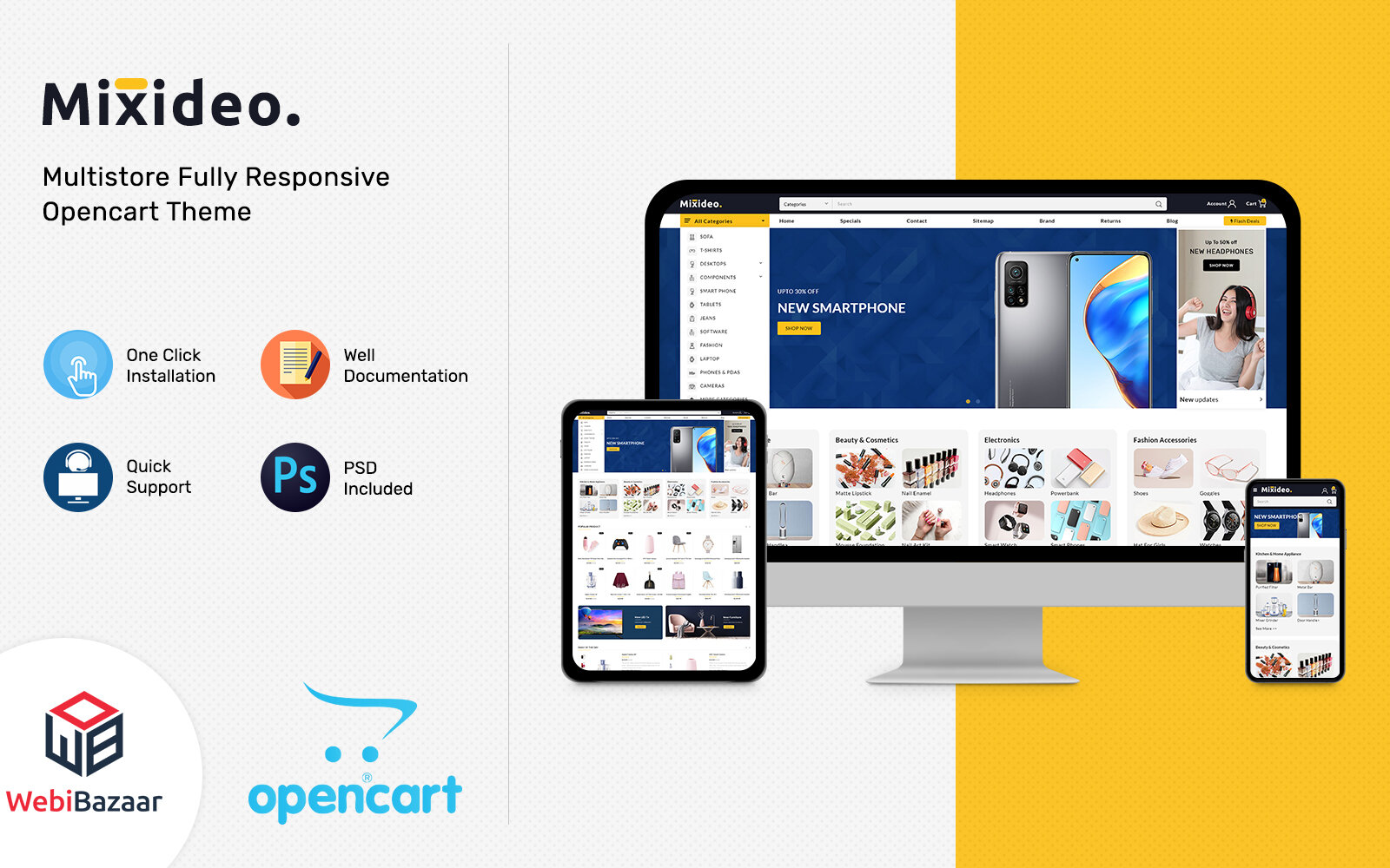 Шаблон OpenCart Mixideo - Multipurpose Modular OpenCart Theme