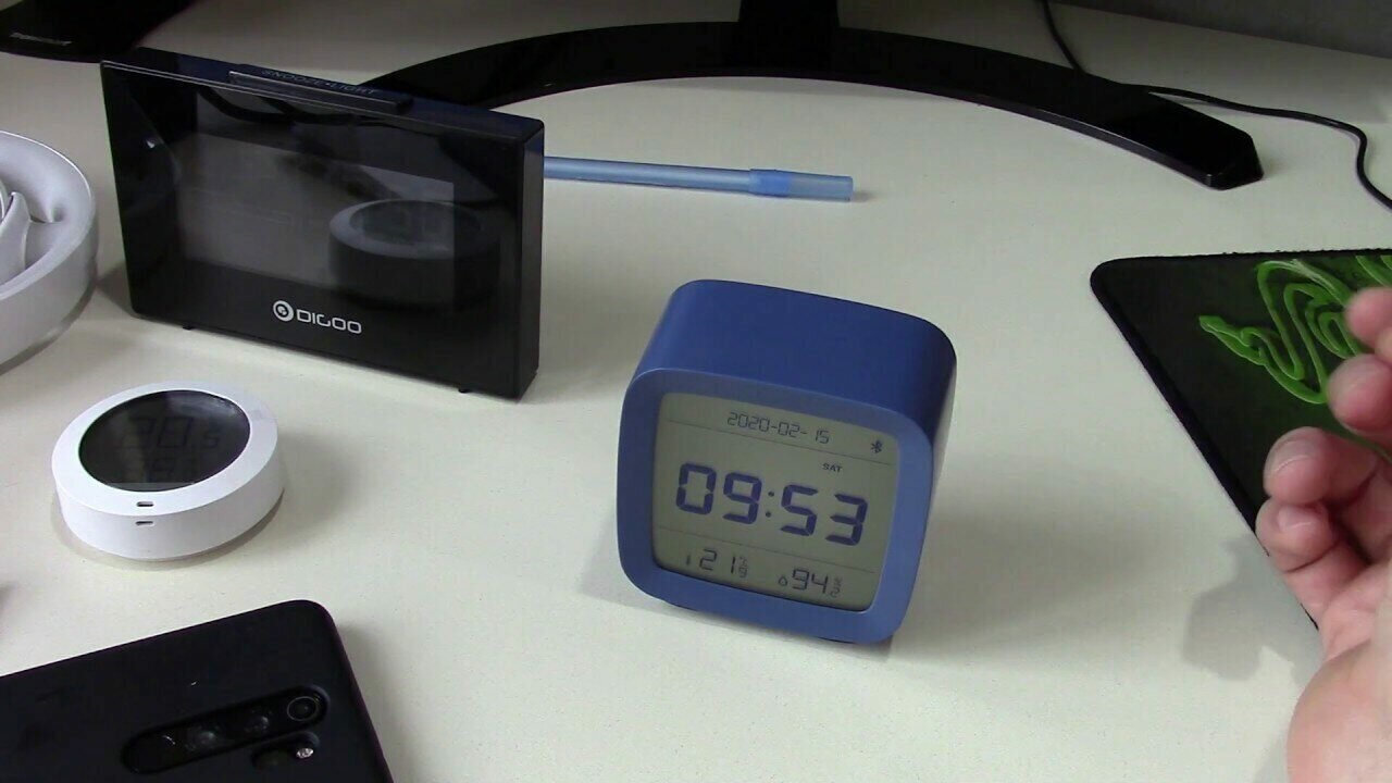 Будильник Xiaomi ClearGrass Bluetooth Thermometer Alarm clock CGD1 синий - фотография № 4