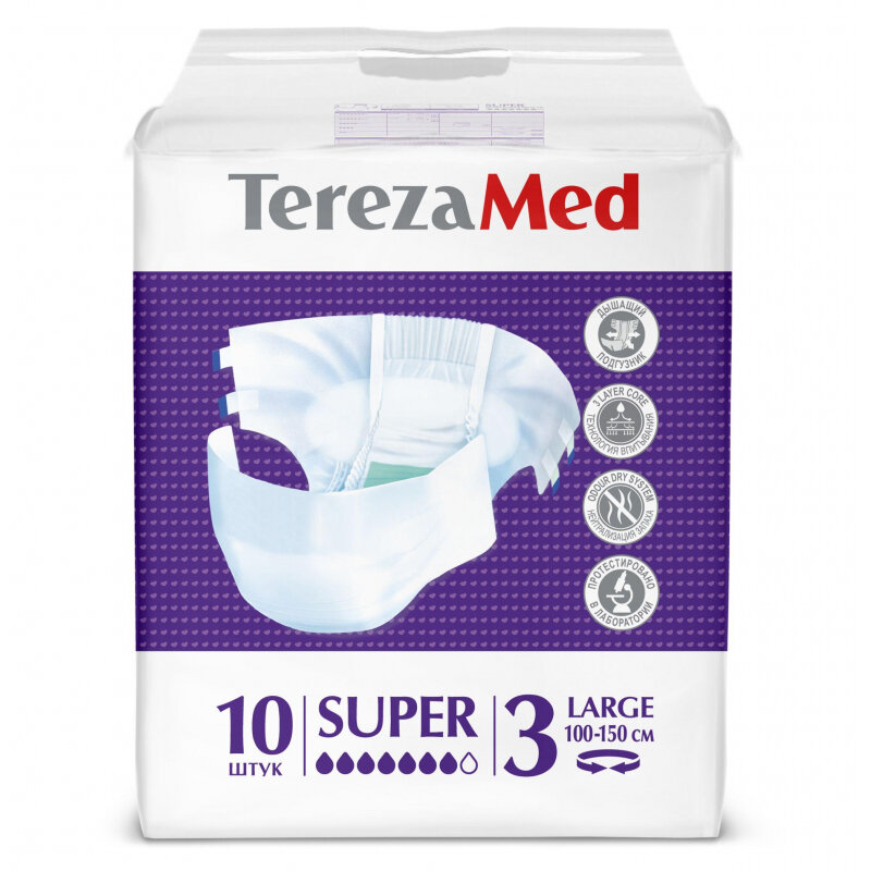 Подгузники TEREZA MED super large (№3) 10 шт/уп (90071)