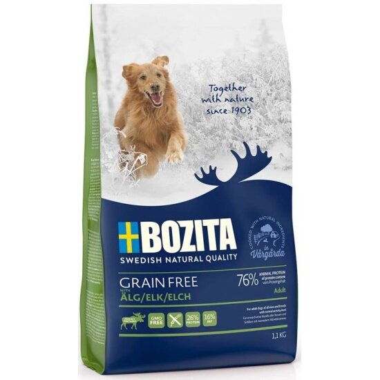 BOZITA GRAIN FREE Elk 26/16 1,1 кг сухой корм беззерновой для взрослых собак с нормальным уровнем ак (2 шт)