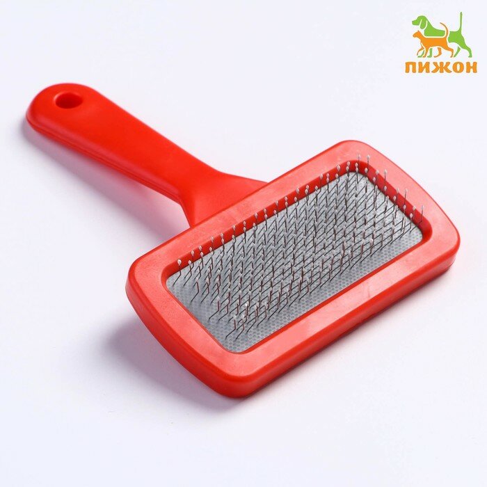 фото Пуходёрка "Симпл" с каплями, с пластиковой ручкой 9,2 х 13,2 см, красная