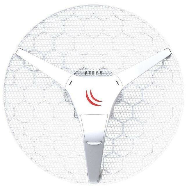  MikroTik RBLHG-2nD-XL LHG XL 2 with 21dBi 2.4GHz antenna, Dual Chain 802.11bgn wireless, 650MHz CPU, 64MB RAM, 1 x LAN, POE, PSU, pole m