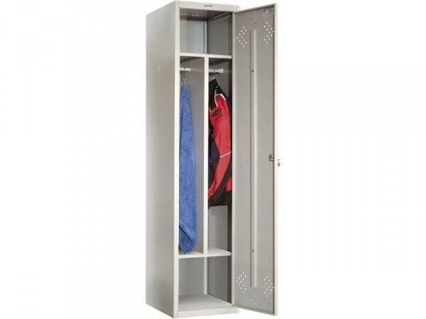 Шкаф металлический для одежды в раздевалку Промет Практик LS-11-40D,1830x418x500, 1 секция, серый полуматовый (RAL 7038)