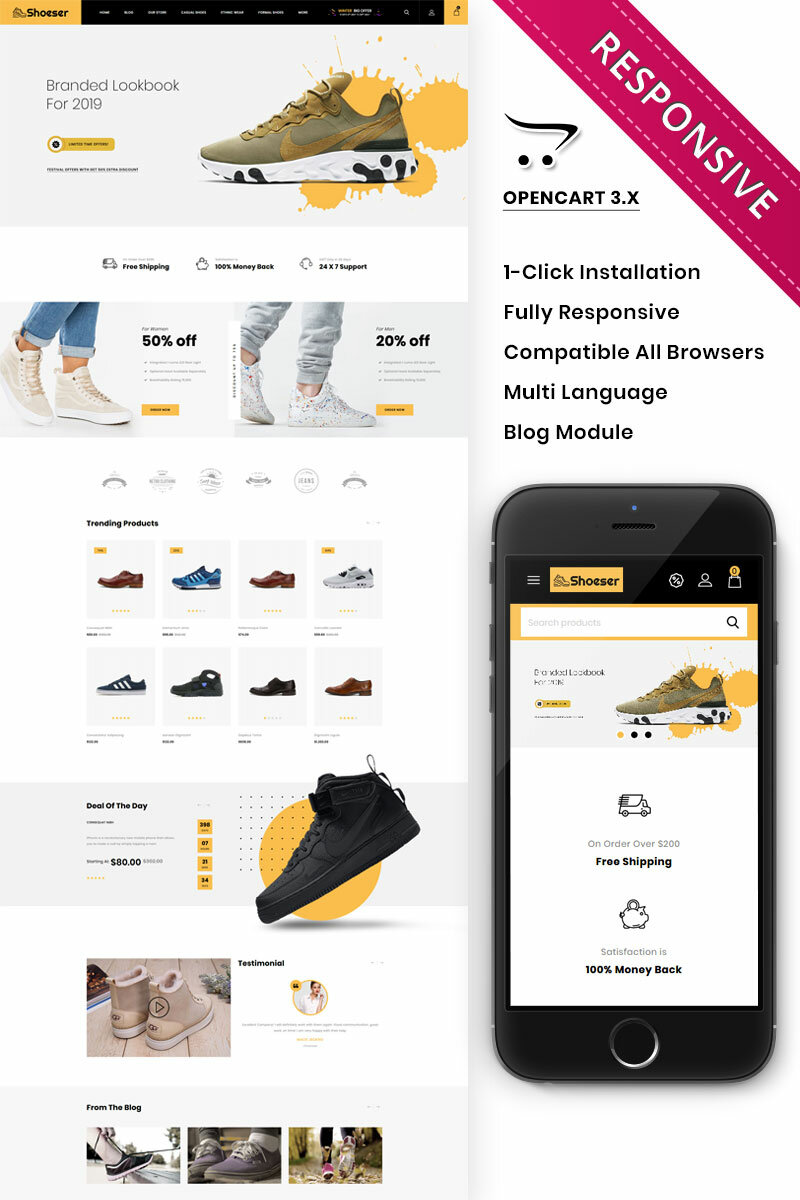 Шаблон OpenCart Shoeser - The Ultimate Shoe Store Шаблон OpenCart