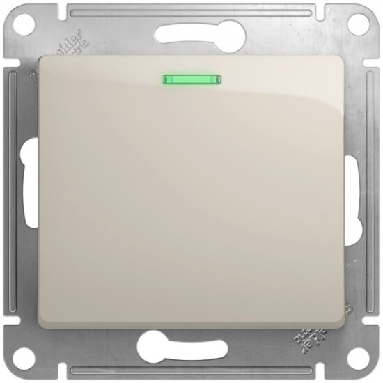 Переключатель SCHNEIDER ELECTRIC GLOSSA с подсветкой, сх.6а, 10AX, механизм, молочный, GSL000963