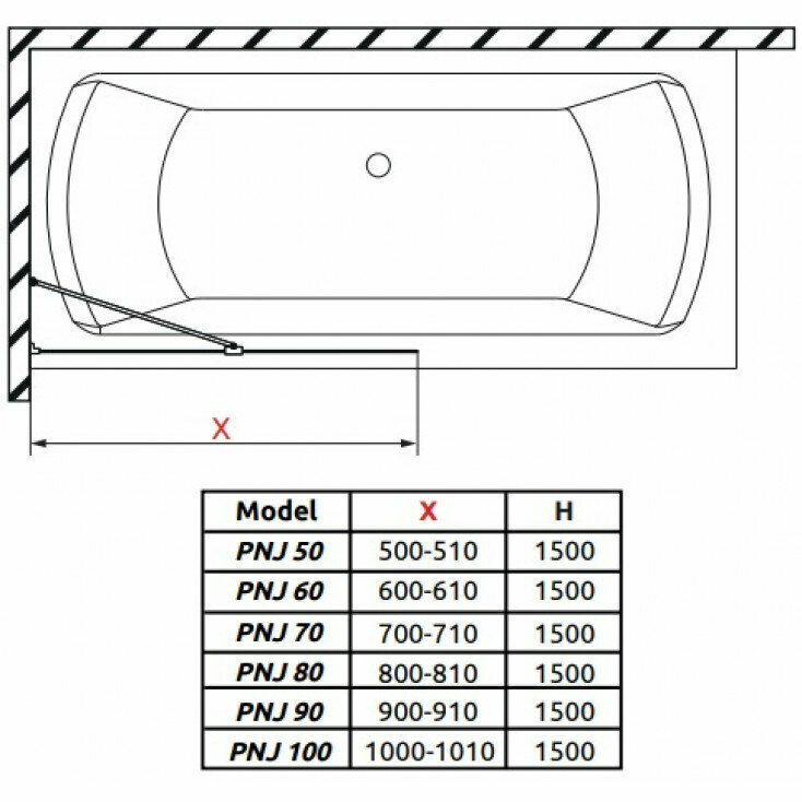 Шторка на ванну Radaway Idea PNJ 50 10001050-01-01