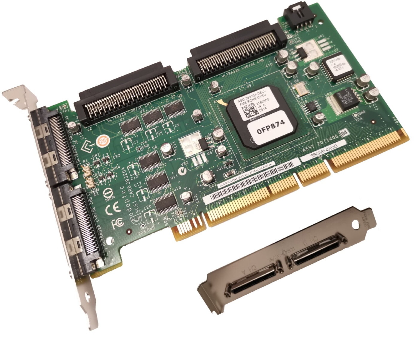 Контроллер Dell Adaptec ASC-39320A PCI-X SCSI U320 DUAL Card 2246700-R 0MY560 MY560 0FP874 FP874