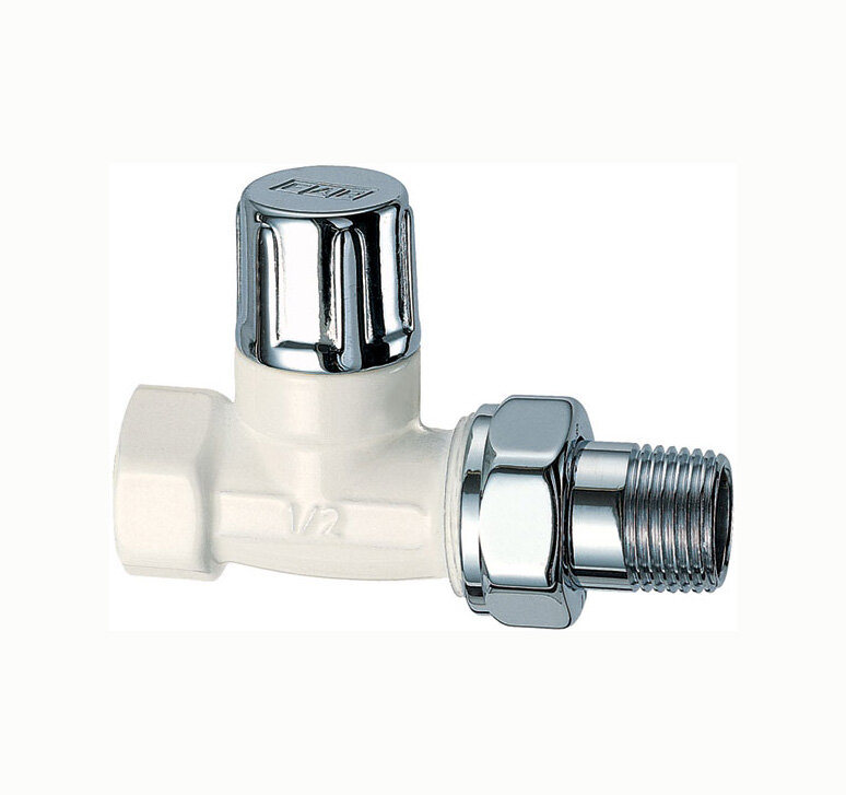 фото Far Вентиль запорный прямой, серебро/бел.эмаль 1/2" ВР,EPDM