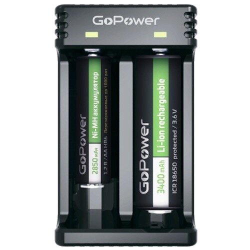 Зарядное устройство GoPower LiCharger 4 от USB 2 слота для цилиндрических аккумуляторов Ni-MH/Ni-Cd/Li-ion/IMR,